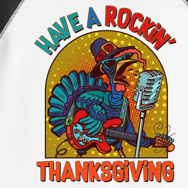 Funny Have A Rockin' Thanksgiving Rocker Turkey Toddler Fine Jersey T-Shirt