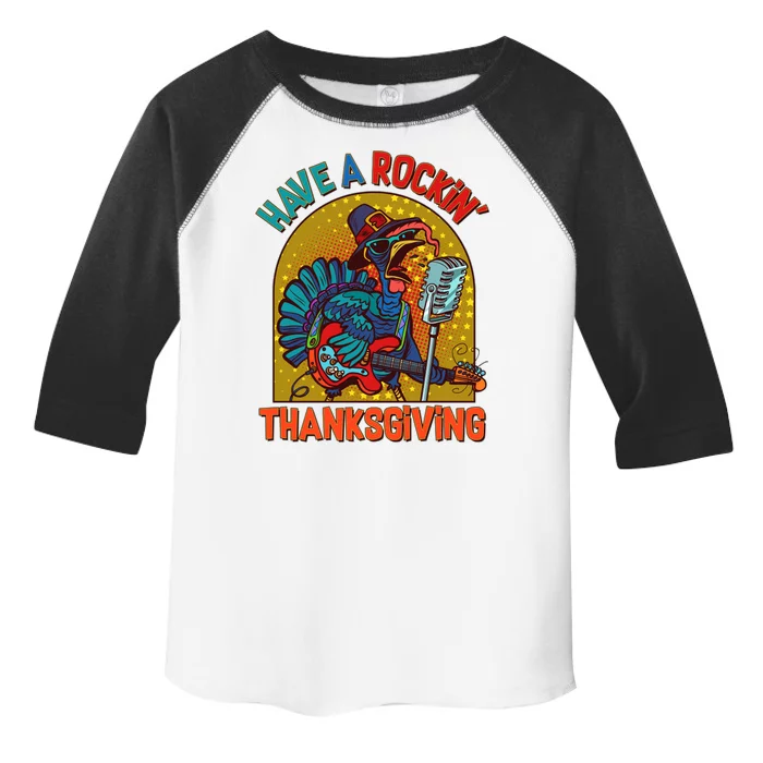 Funny Have A Rockin' Thanksgiving Rocker Turkey Toddler Fine Jersey T-Shirt