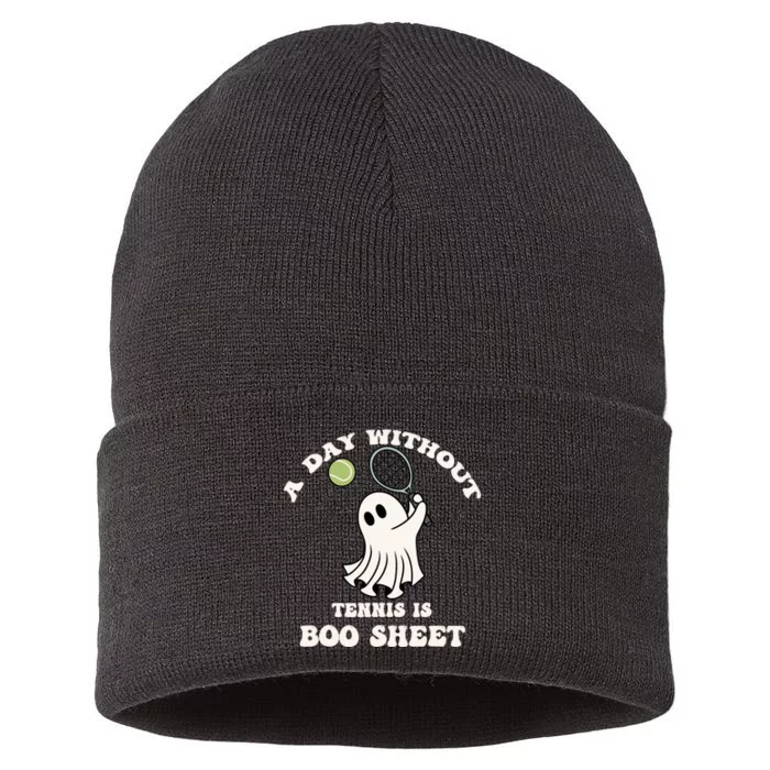 Funny Halloween A Day Without Tennis Is Boo Sheet Sustainable Knit Beanie