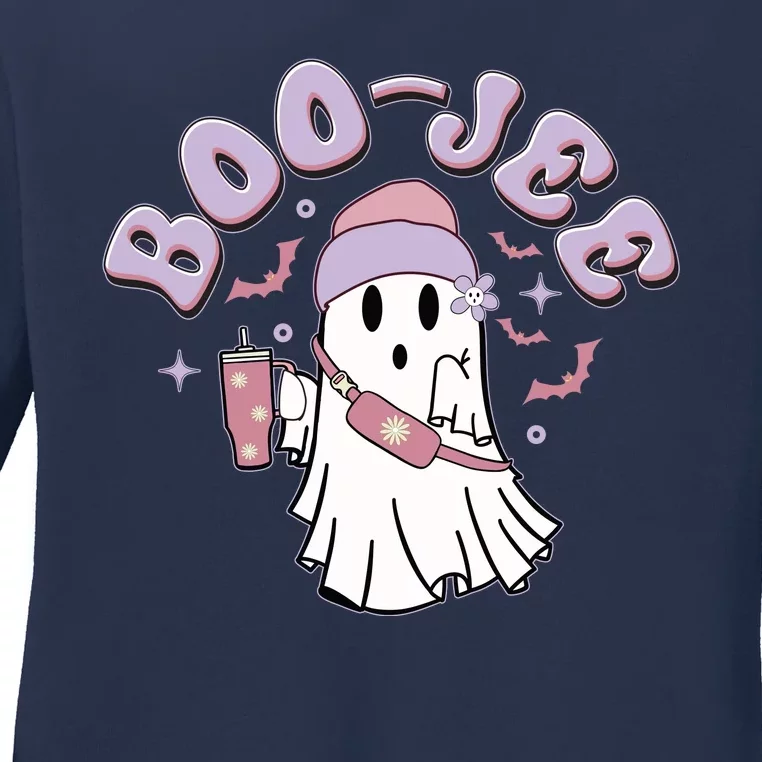 Funny Halloween Boo Jee Ghost Ladies Long Sleeve Shirt