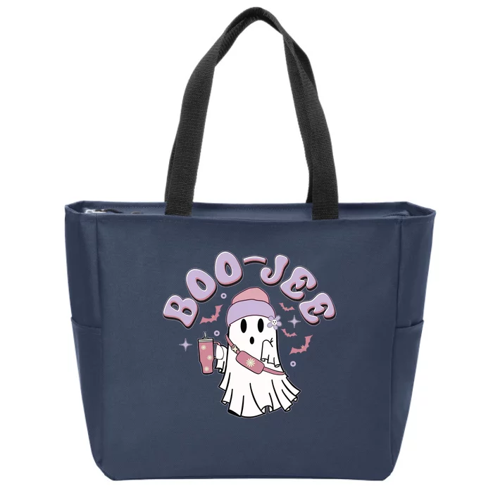 Funny Halloween Boo Jee Ghost Zip Tote Bag