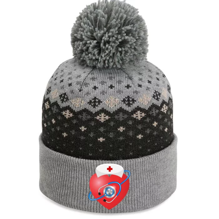 Funny Heart Beats Nurse Nursing Medical Valentine Day's Great Gift The Baniff Cuffed Pom Beanie