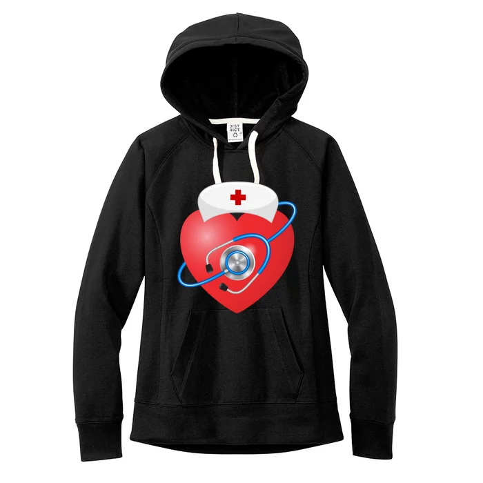 Funny Heart Beats Nurse Nursing Medical Valentine Day's Great Gift Women's Fleece Hoodie