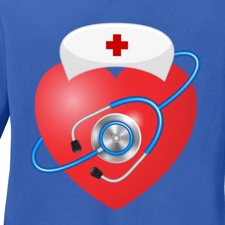 Funny Heart Beats Nurse Nursing Medical Valentine Day's Great Gift Ladies Long Sleeve Shirt