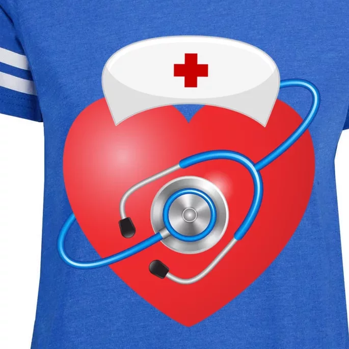 Funny Heart Beats Nurse Nursing Medical Valentine Day's Great Gift Enza Ladies Jersey Football T-Shirt