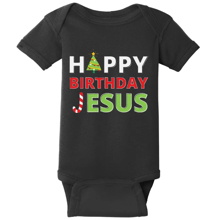 Funny Happy Birthday Jesus Funny Christian Christmas Baby Bodysuit