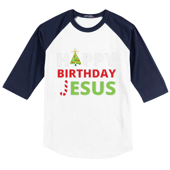 Funny Happy Birthday Jesus Funny Christian Christmas Baseball Sleeve Shirt