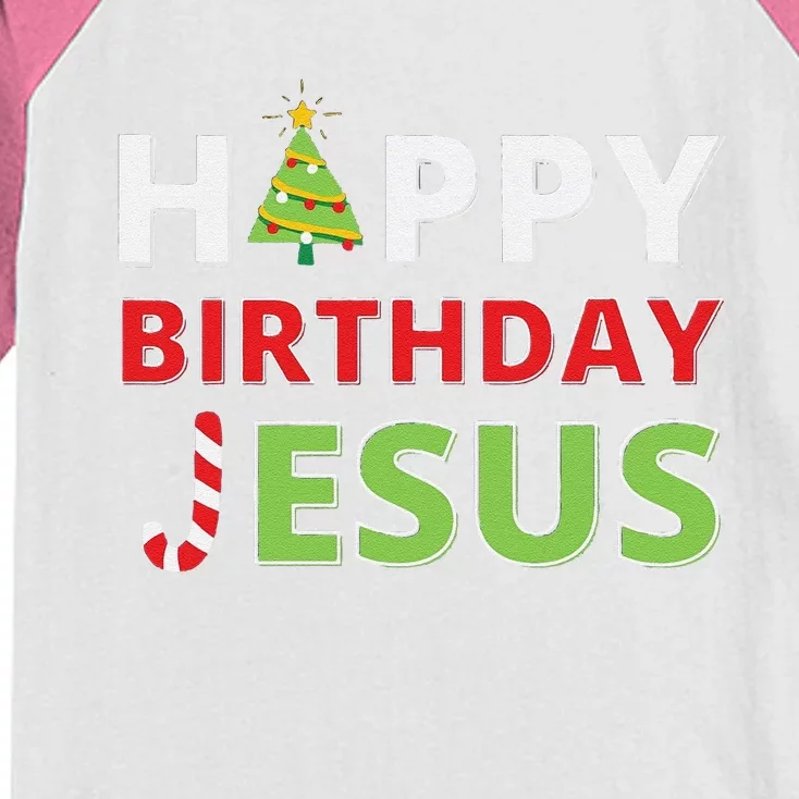 Funny Happy Birthday Jesus Funny Christian Christmas Kids Colorblock Raglan Jersey