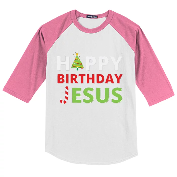 Funny Happy Birthday Jesus Funny Christian Christmas Kids Colorblock Raglan Jersey