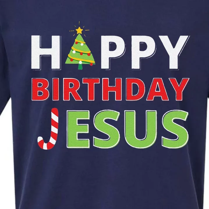 Funny Happy Birthday Jesus Funny Christian Christmas Sueded Cloud Jersey T-Shirt