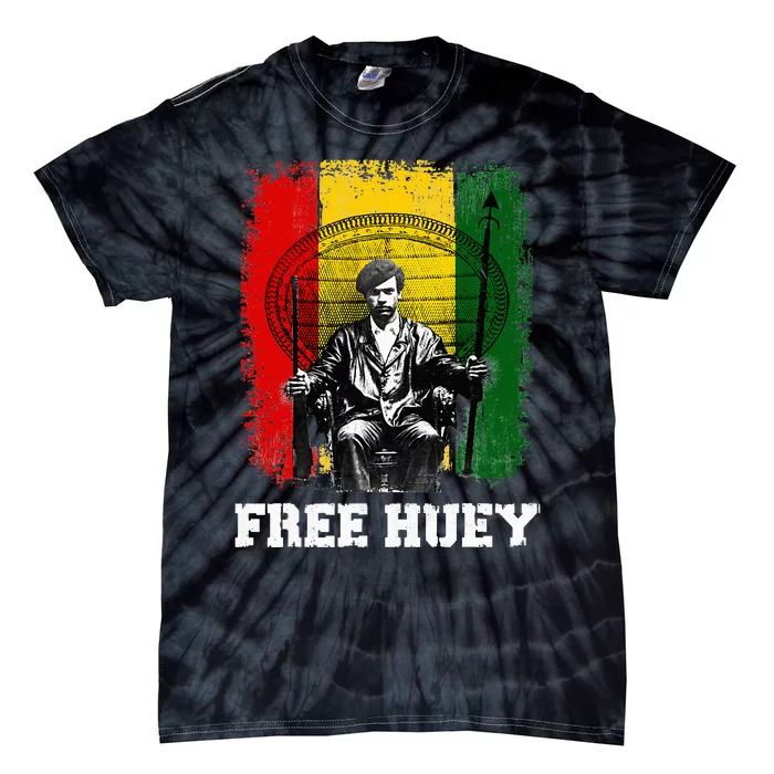 Free Huey Black History & African Roots Afro Empowerment Tie-Dye T-Shirt