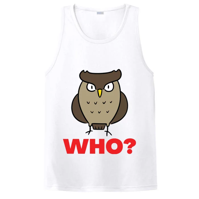 Funny Hoot Barred Barn Screech Owl Owlet Wise Bird WHO HOO Performance Tank