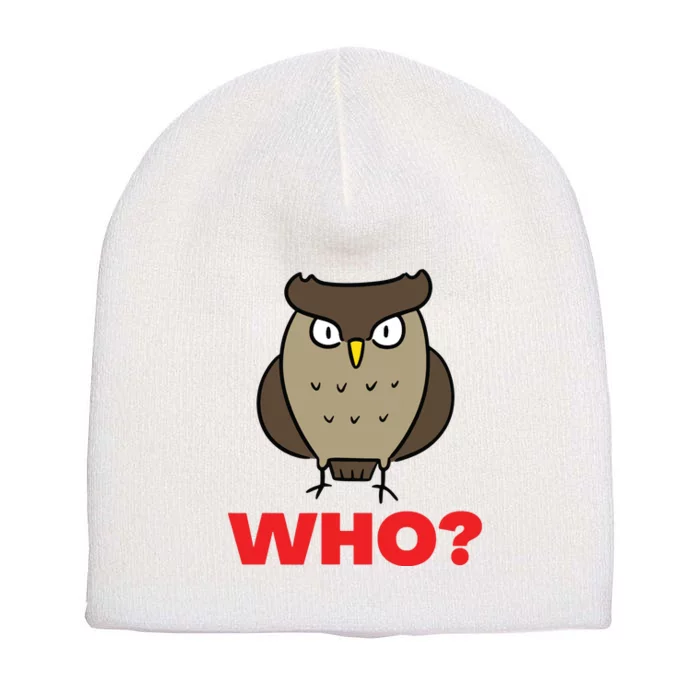 Funny Hoot Barred Barn Screech Owl Owlet Wise Bird WHO HOO Short Acrylic Beanie