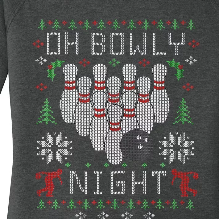 Festive Holiday Bowling Sweater Fun and Quirky Design Women's Perfect Tri Tunic Long Sleeve Shirt