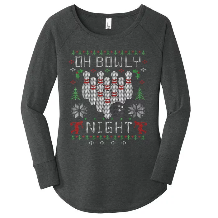 Festive Holiday Bowling Sweater Fun and Quirky Design Women's Perfect Tri Tunic Long Sleeve Shirt