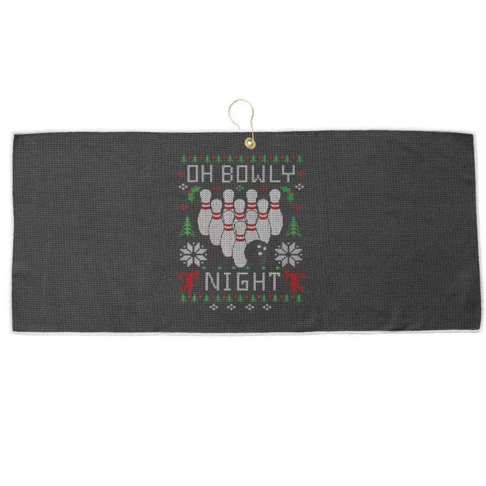 Festive Holiday Bowling Sweater Fun and Quirky Design Large Microfiber Waffle Golf Towel