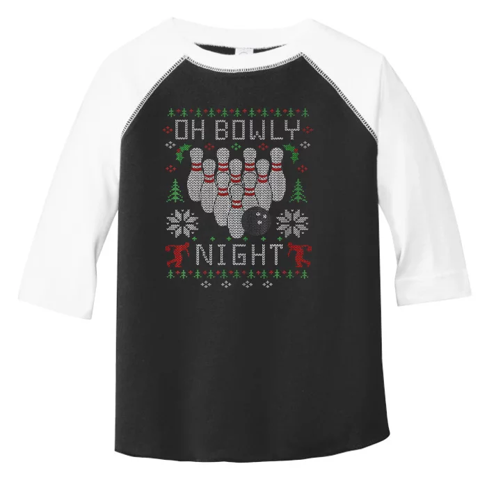 Festive Holiday Bowling Sweater Fun and Quirky Design Toddler Fine Jersey T-Shirt