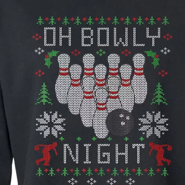 Festive Holiday Bowling Sweater Fun and Quirky Design Cropped Pullover Crew