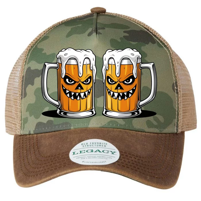 Funny Halloween Beer Lover Scary Pumpkin Face Design Legacy Tie Dye Trucker Hat