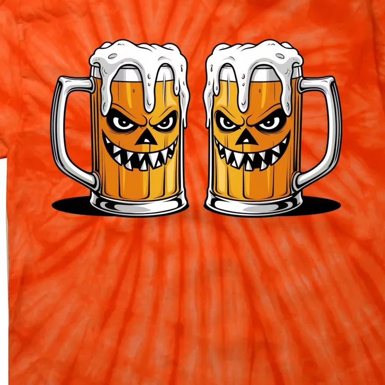 Funny Halloween Beer Lover Scary Pumpkin Face Design Tie-Dye T-Shirt