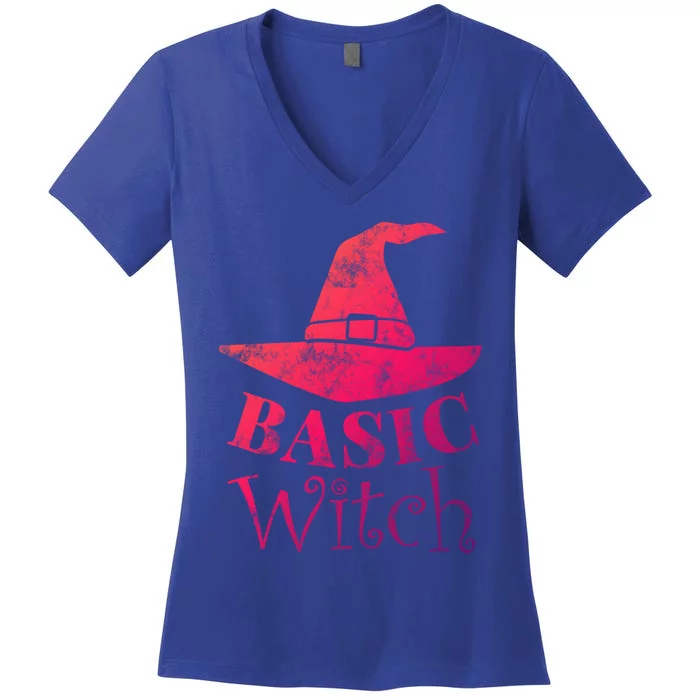 Funny Halloween Basic Witch Lazy Last Minute Costume Gift Women's V-Neck T-Shirt