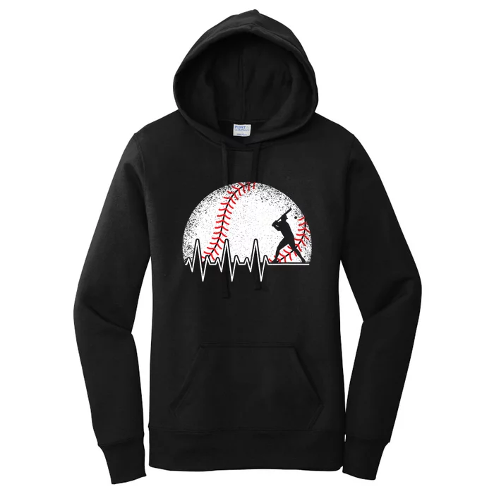 Funny Heartbeat Baseball Player Gift Women's Pullover Hoodie