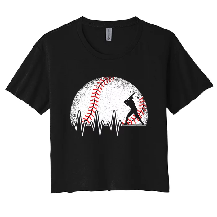 Funny Heartbeat Baseball Player Gift Women's Crop Top Tee