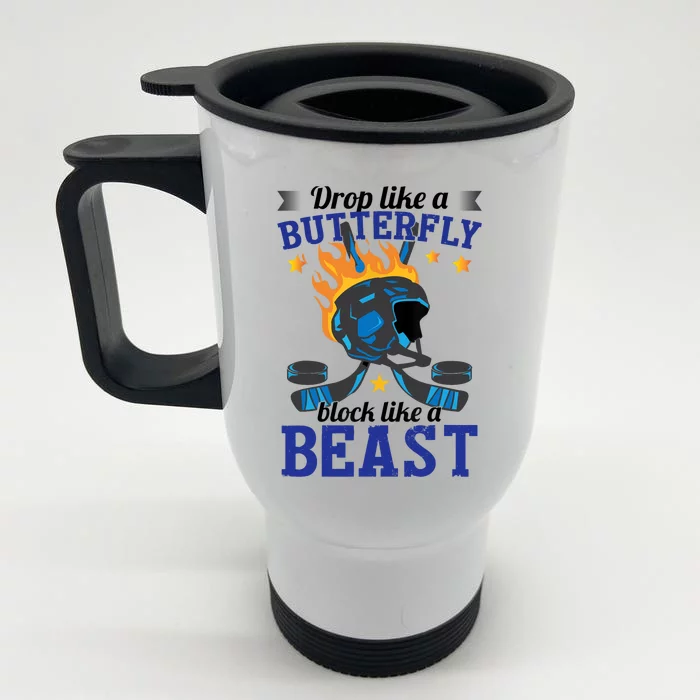 Funny Hockey Boy Ice Hockey Front & Back Stainless Steel Travel Mug