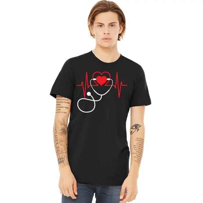 Funny Heart Beats Nurse Nursing Medical Premium T-Shirt