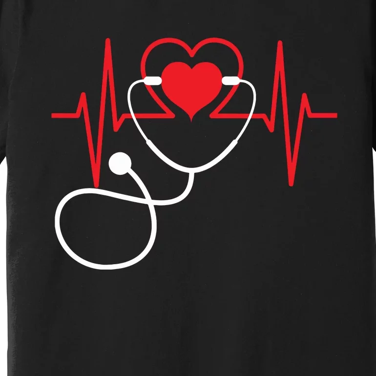 Funny Heart Beats Nurse Nursing Medical Premium T-Shirt