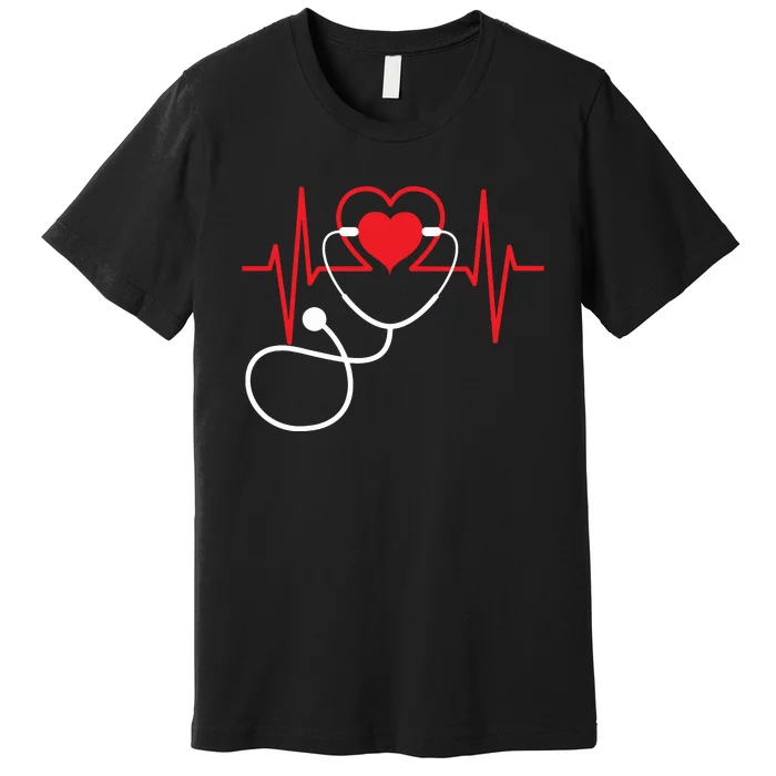 Funny Heart Beats Nurse Nursing Medical Premium T-Shirt