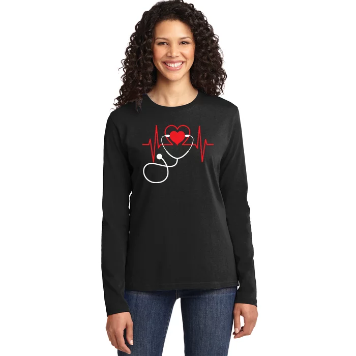 Funny Heart Beats Nurse Nursing Medical Ladies Long Sleeve Shirt