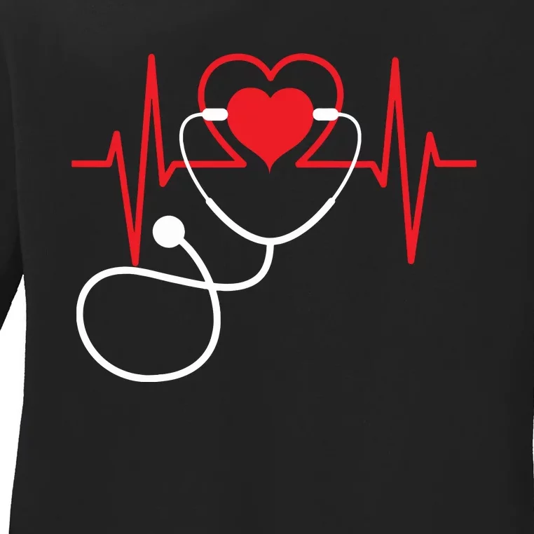 Funny Heart Beats Nurse Nursing Medical Ladies Long Sleeve Shirt