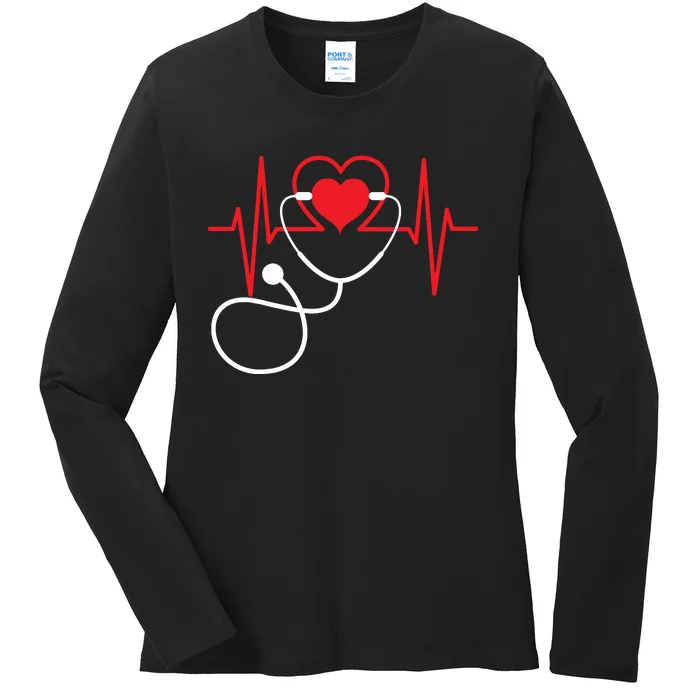 Funny Heart Beats Nurse Nursing Medical Ladies Long Sleeve Shirt