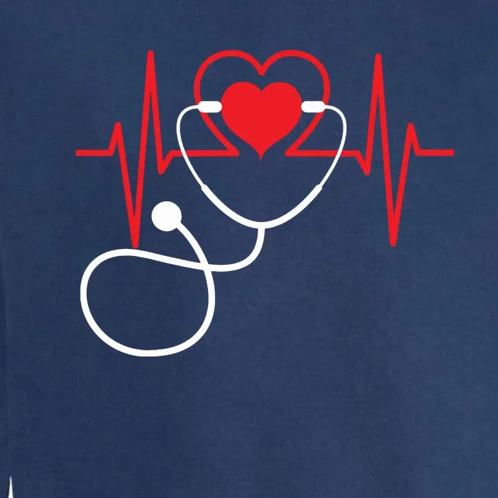 Funny Heart Beats Nurse Nursing Medical Garment-Dyed Sweatshirt