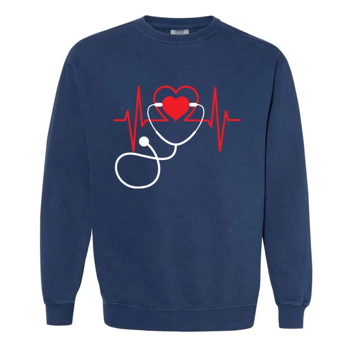 Funny Heart Beats Nurse Nursing Medical Garment-Dyed Sweatshirt