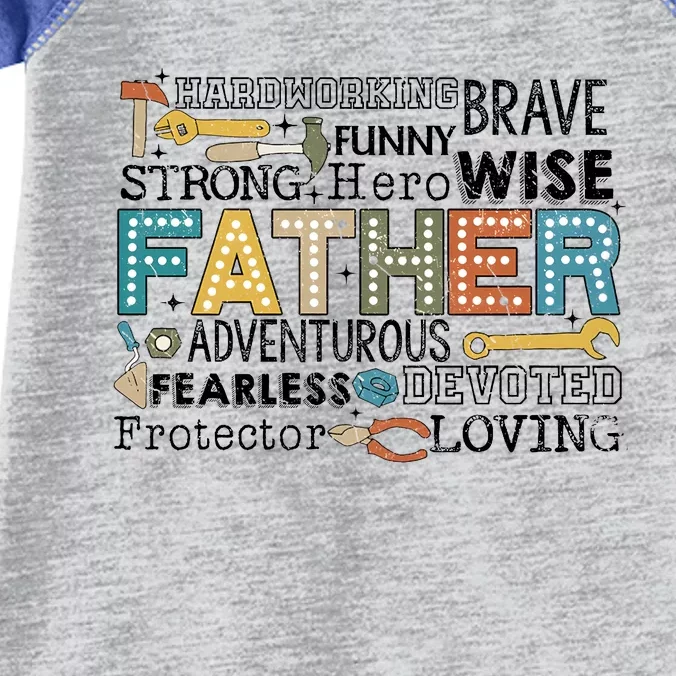 Father Harworking Brave Funny Strong Hero Family Infant Baby Jersey Bodysuit