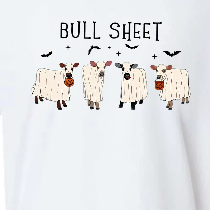 Funny Halloween Boo Ghost Cow Costume Bull Sheet Cow Lover Gift Sueded Cloud Jersey T-Shirt