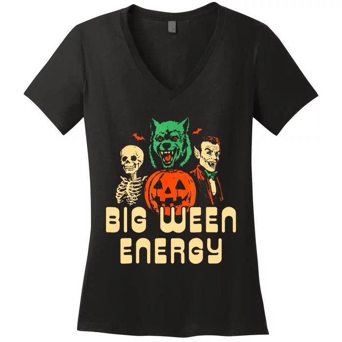 Funny Halloween Big Ween Energy Women's V-Neck T-Shirt