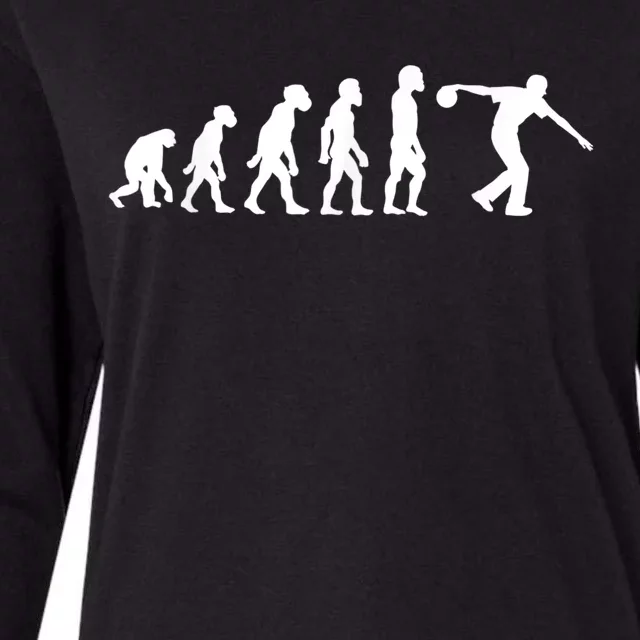 Funny Human Bowling Evolution Pin Ball Bowler Player Womens Cotton Relaxed Long Sleeve T-Shirt