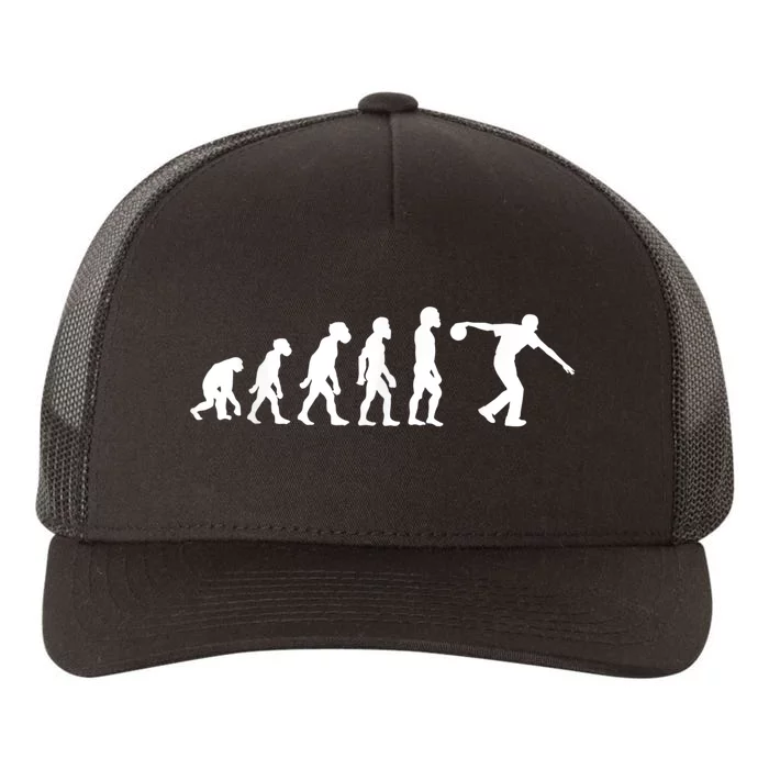 Funny Human Bowling Evolution Pin Ball Bowler Player Yupoong Adult 5-Panel Trucker Hat