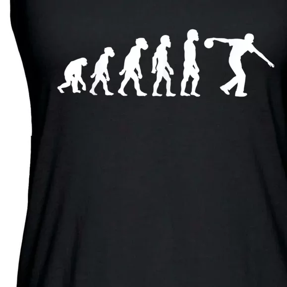 Funny Human Bowling Evolution Pin Ball Bowler Player Ladies Essential Flowy Tank