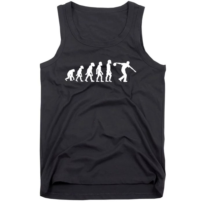 Funny Human Bowling Evolution Pin Ball Bowler Player Tank Top