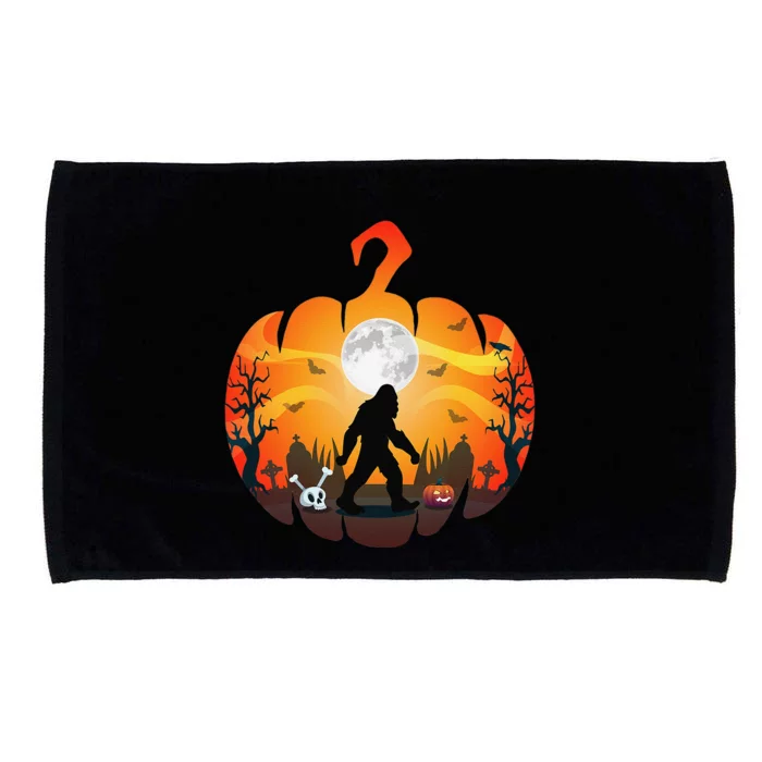 Funny Halloween Bigfoot Costume Sasquatch Silhouette Pumpkin Microfiber Hand Towel