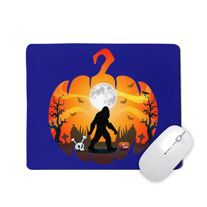 Funny Halloween Bigfoot Costume Sasquatch Silhouette Pumpkin Mousepad