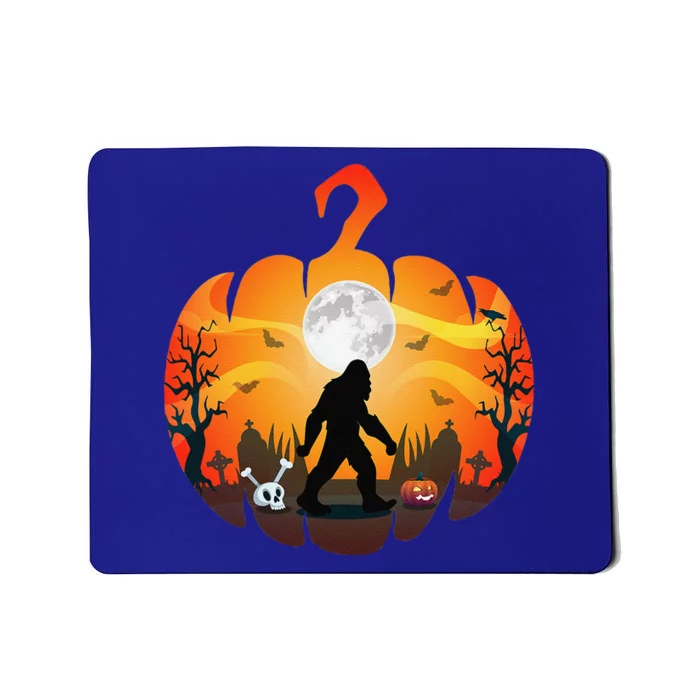 Funny Halloween Bigfoot Costume Sasquatch Silhouette Pumpkin Mousepad