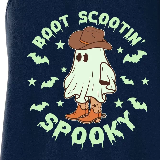 Funny Halloween Boot Scootin Spooky Cowboy Ghost Women's Racerback Tank