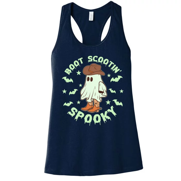 Funny Halloween Boot Scootin Spooky Cowboy Ghost Women's Racerback Tank