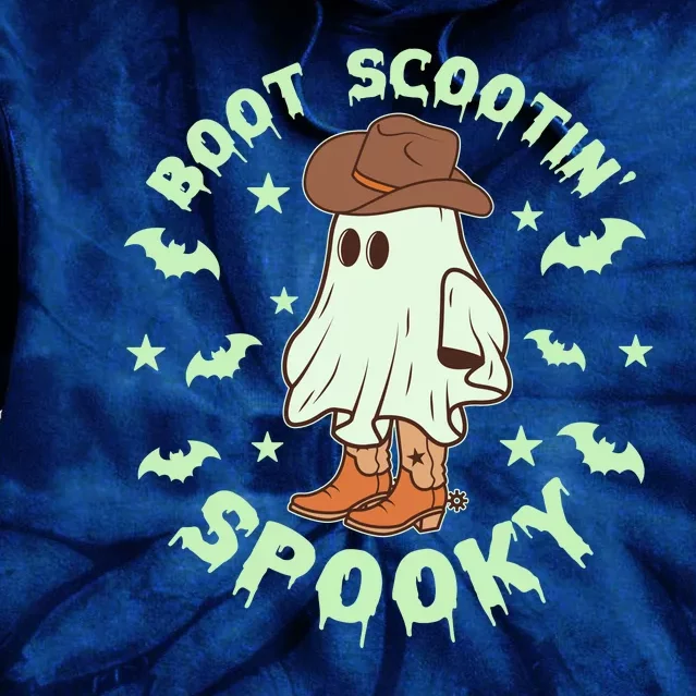 Funny Halloween Boot Scootin Spooky Cowboy Ghost Tie Dye Hoodie