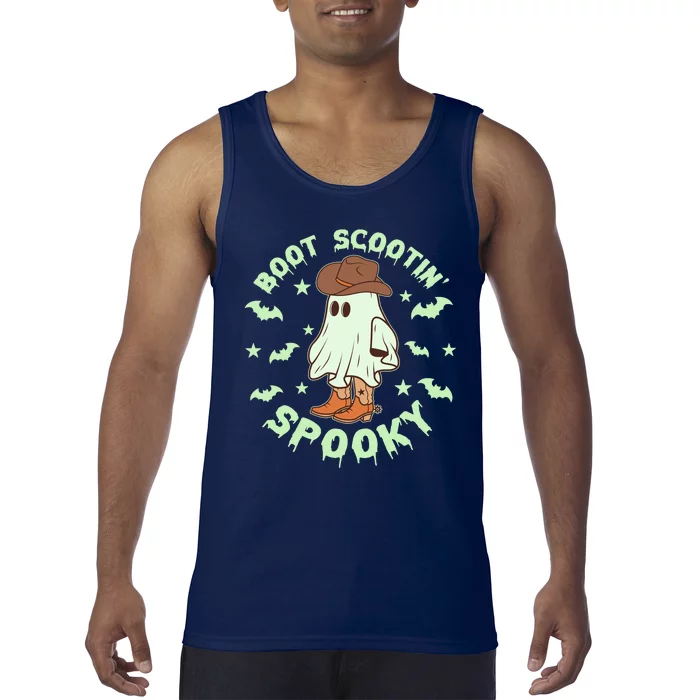 Funny Halloween Boot Scootin Spooky Cowboy Ghost Tank Top